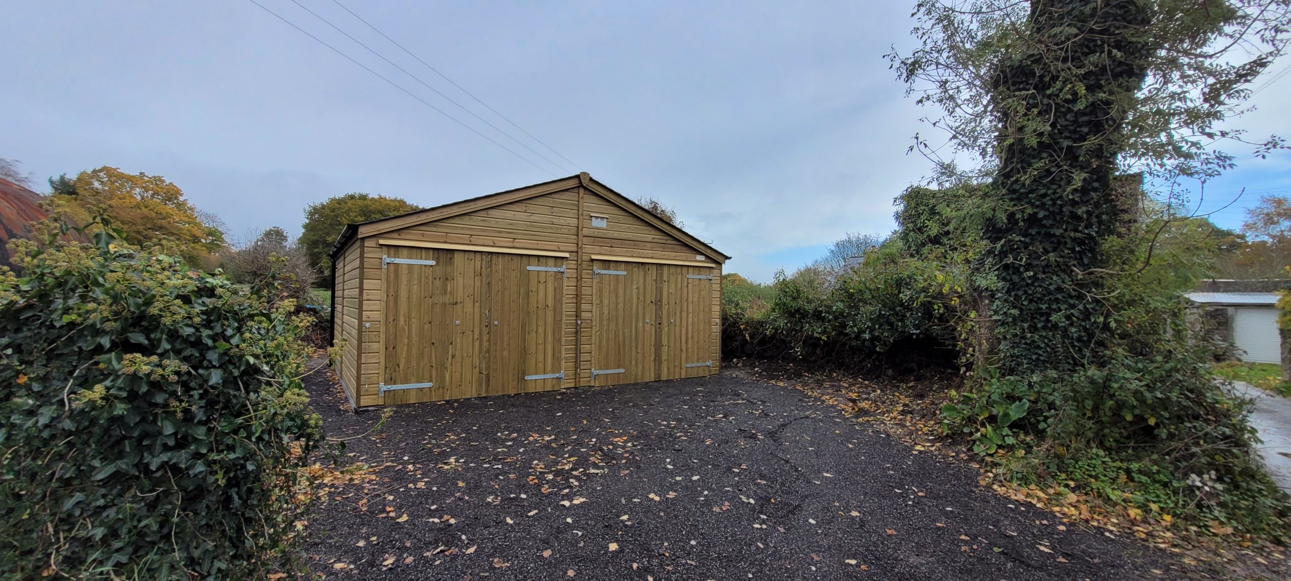 Timber double garage